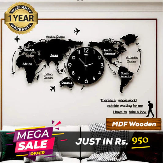 World Map clock for home decor | for office walls| world travel