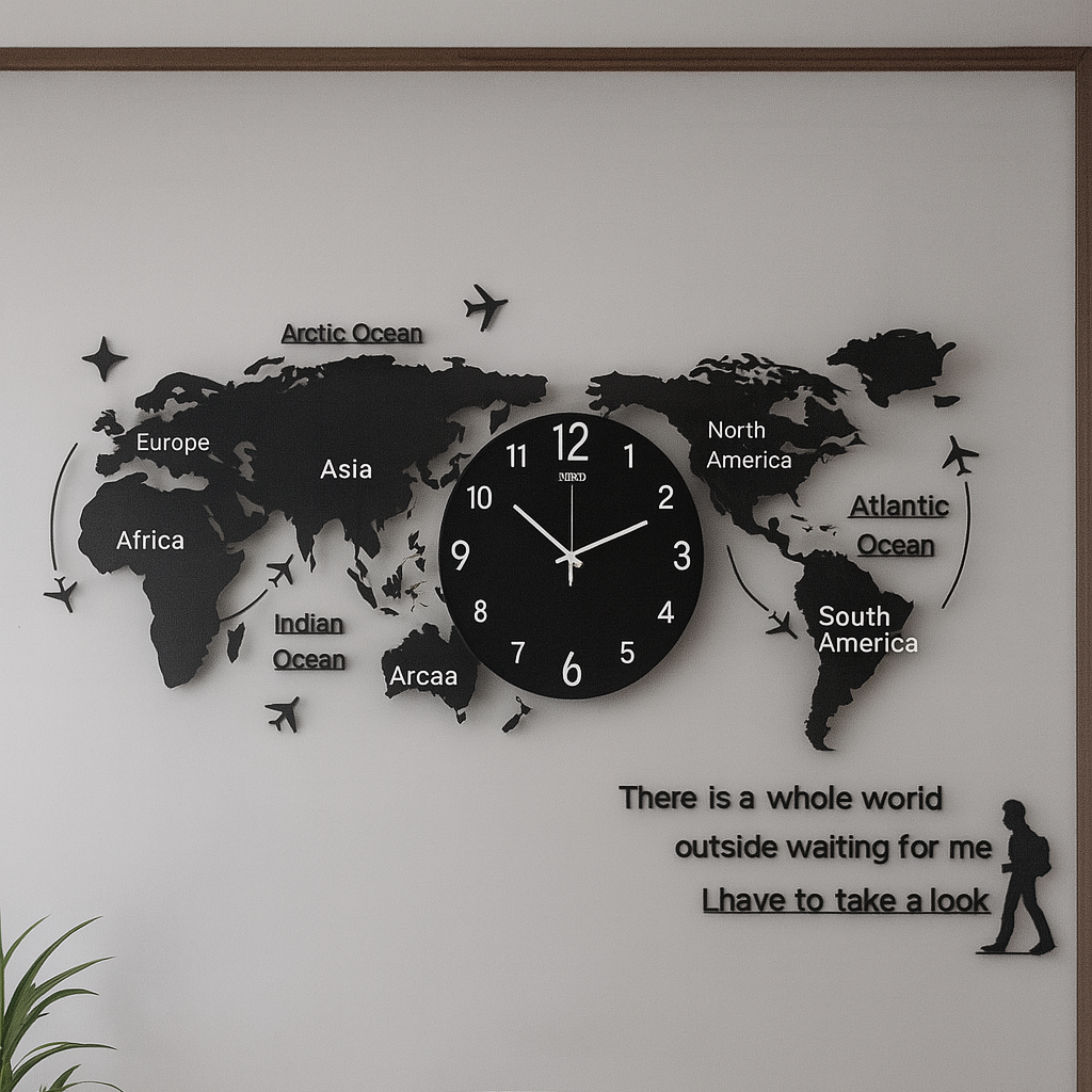 World Map clock for home decor | for office walls| world travel