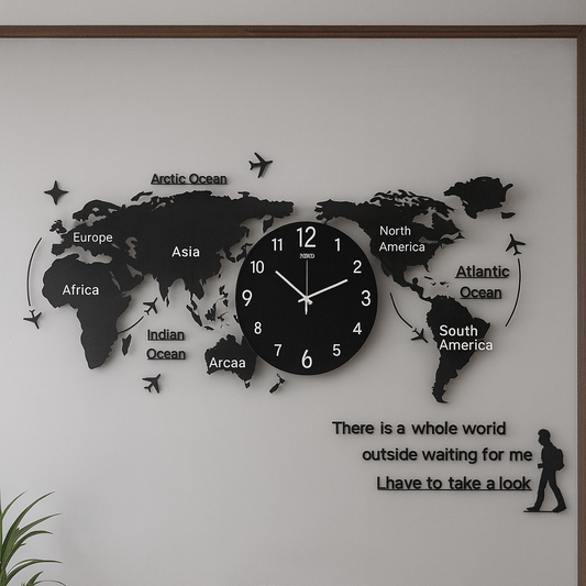 World Map clock for home decor | for office walls| world travel